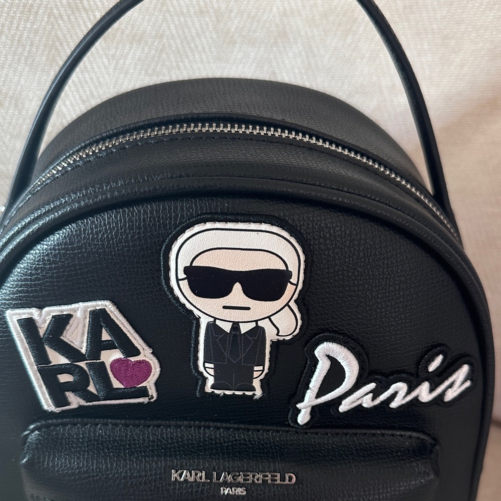 Karl Lagerfeld Black Backpack with Iconic Patches - Picture 6 of 9